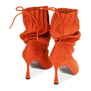 Ankle boots arancio in microfibra, 8,5 cm