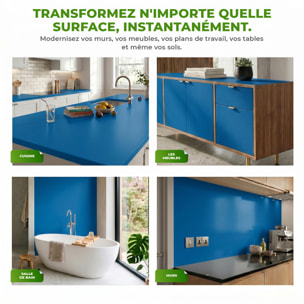 Rouleau adhésif décoratif Vinyle au Mètre - Bleu marine - Sticker Lavable Imperméable Mur Cuisine Meubles