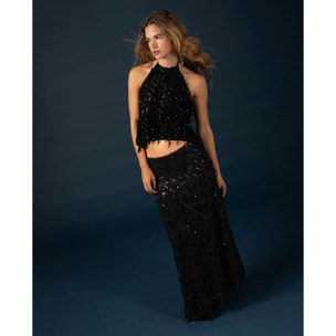 Falda midi de lentejuelas de mujer