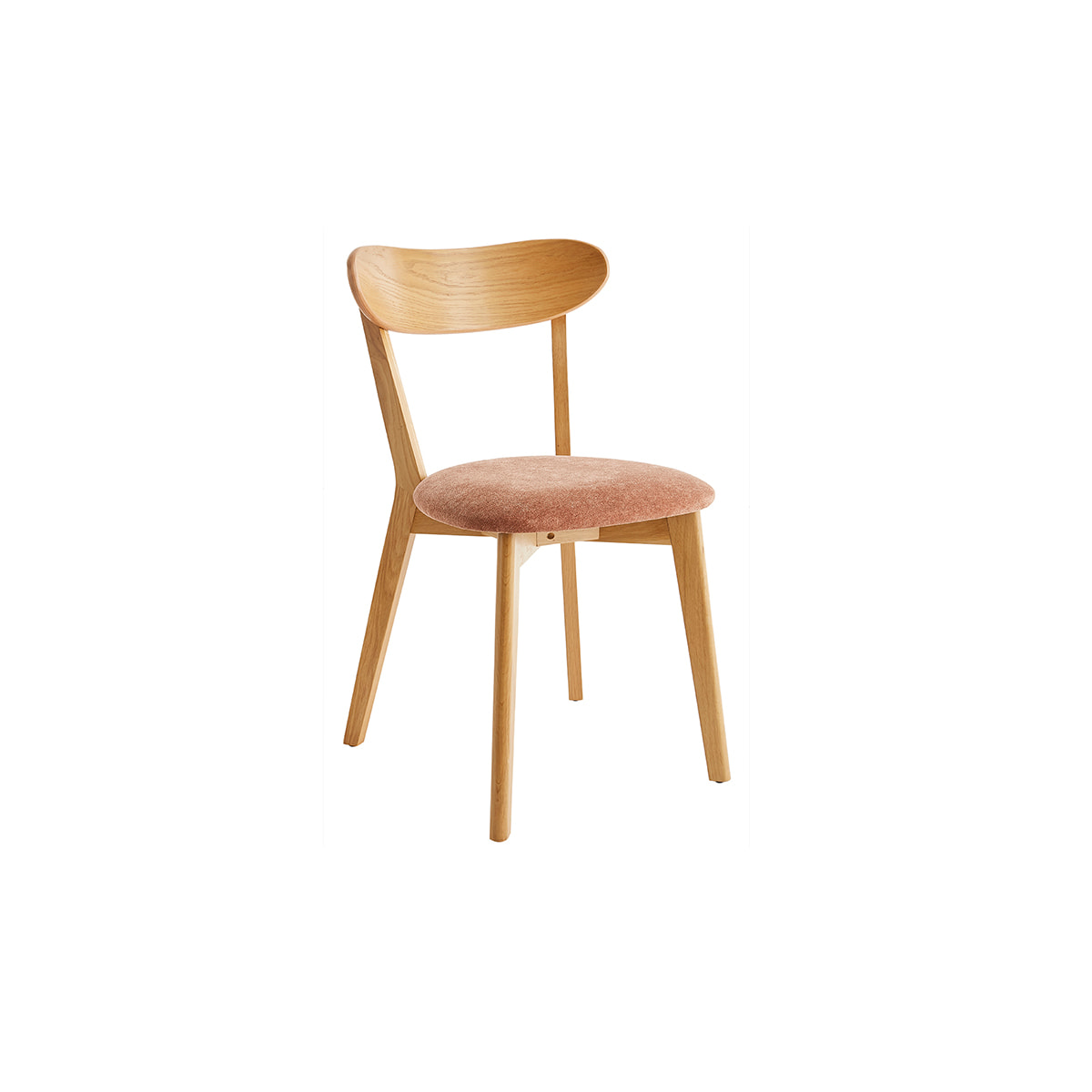 Chaises vintage en bois clair chêne et tissu effet velours terre brûlée (lot de 2) DOVE