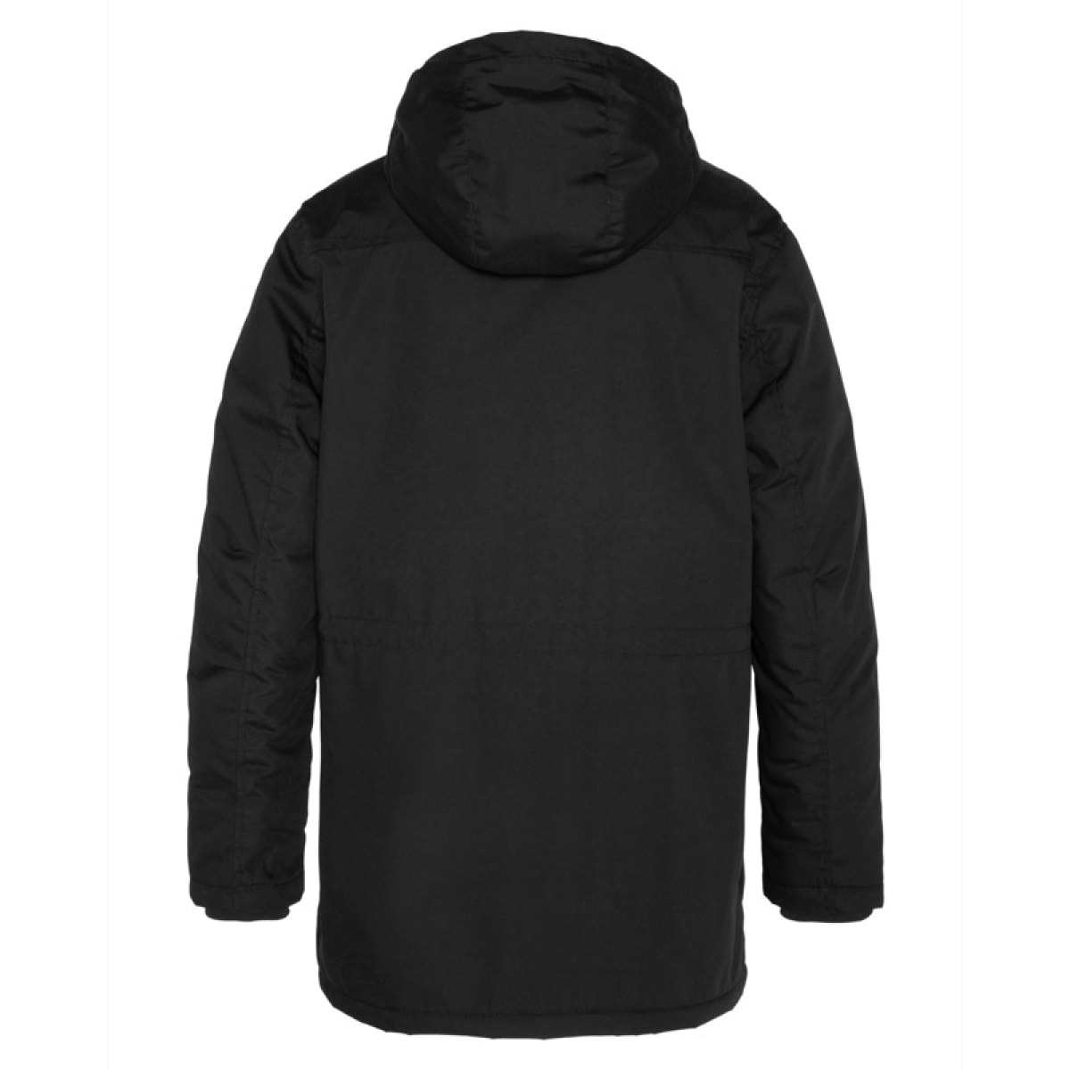 BLUSTER HOODED LONG JACKET WITH SHERPA LINING & CONTRASTED ZIPPER 65% POLYESTER 35% COTTON Nero