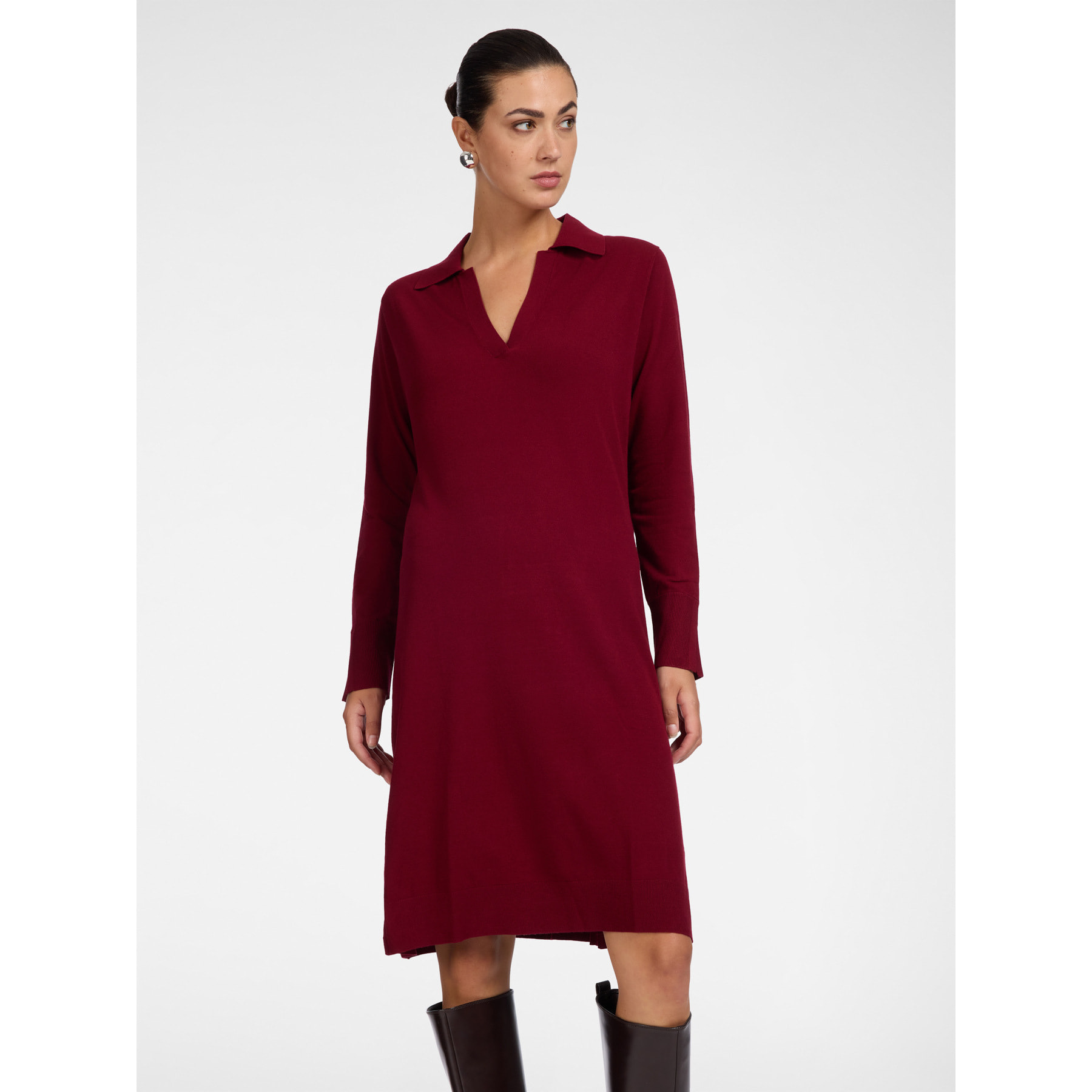 Elena Mirò - Vestido en hilo de viscosa - Burgundy