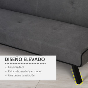 Sofá Cama de 3 Plazas con Patas Elevadas 170x76x72,5 cm Gris