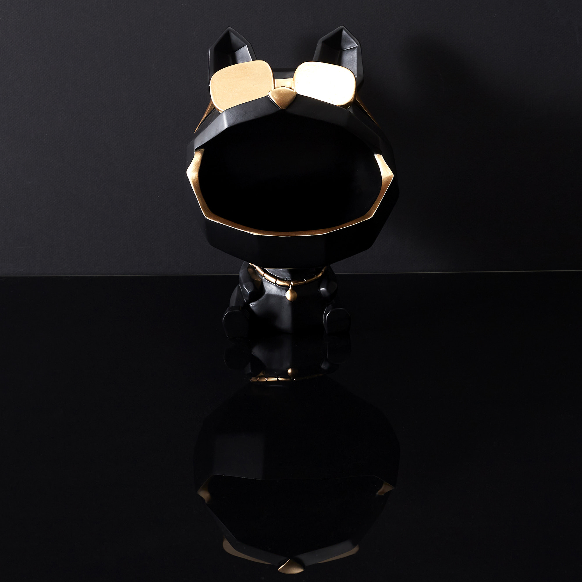 Sculpture Chien A Lunettes Noir Vide Poche