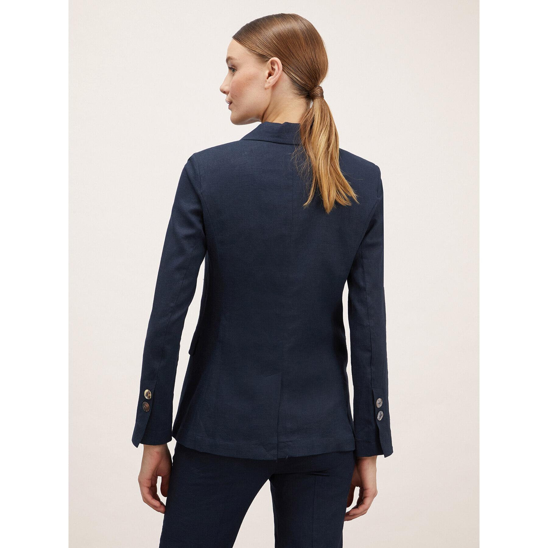 Motivi - Chaqueta de botonadura simple en lino viscosa - Azul