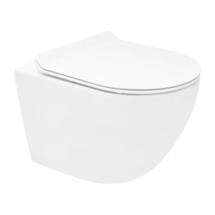 S-Line Pro WC suspendu sans bride Tornado Flush en céramique avec abattant SoftClose et fixations invisibles, blanc (WC01T)