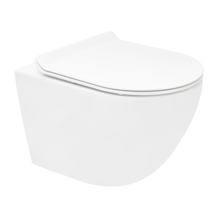 S-Line Pro WC suspendu sans bride Tornado Flush en céramique avec abattant SoftClose et fixations invisibles, blanc (WC01T)
