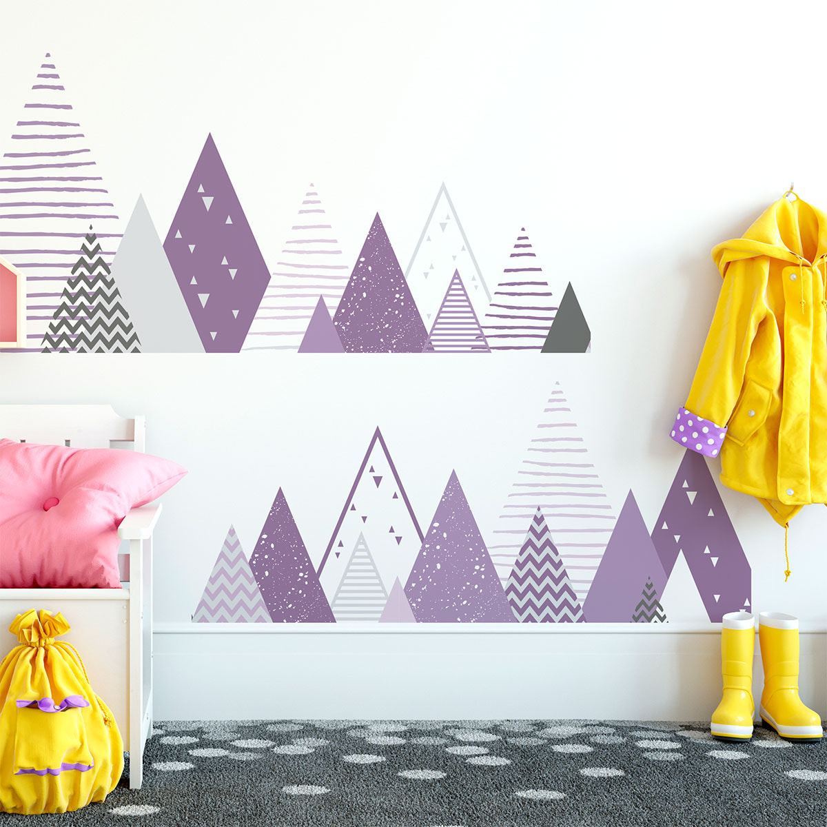 Stickers muraux enfants - Décoration chambre bébé - Autocollant Sticker mural géant enfant montagnes scandinaves RIMKERA