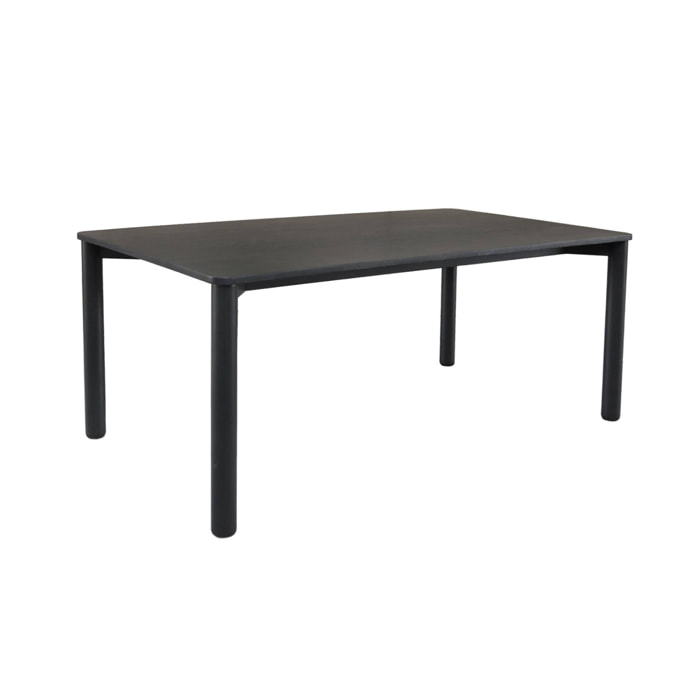 Table à manger rectangulaire bois d'hévéa et placage chêne noir 6 places - 180 x 100 x 75 cm - Solene