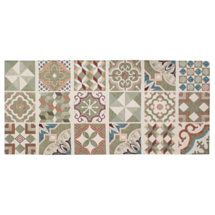 TAPPETO ARREDO DIS. MAIOLICHE VERDE CENERE 65X220 CM CON ANTISCIVOLO