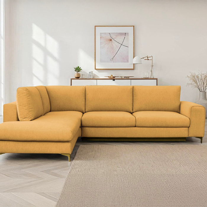 Canapé d'Angle Gauche Tissu Fiesole, 3 Places, Couchage Intégré, Coffre de Rangement, Housse Déhoussable
