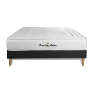 Ensemble matelas LANCASTER ressorts ensachés et mémoire de forme + sommier kit noir + Sommier tapissier en kit cm d'épaisseur - Matelas à Ressorts ensachés et mémoire de forme de 22cm d'épaisseur