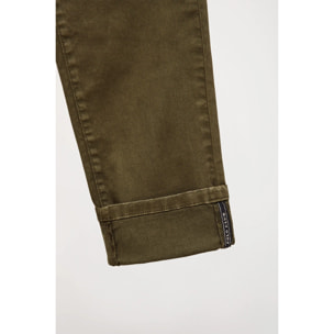 Pantalón chino verde oscuro de corte slim con logo Polo Club en bolsillo trasero