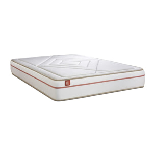Ensemble Matelas Le Paisible - 24cm - Mémoire de forme - Matériaux éco-responsable - Sommier Tapissier Blanc