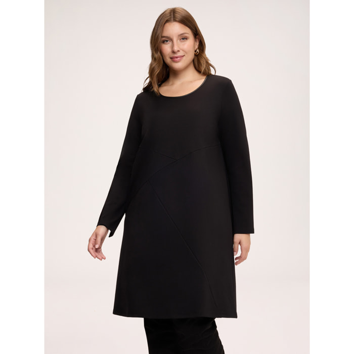 Fiorella Rubino - Vestito linea "A" in lana con cuciture - Nero