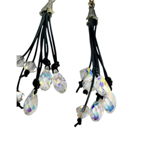 Pendiente Caleido2 en cuero y cristal Sw