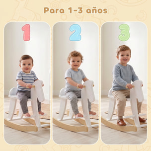 Caballito Balancín para Bebés, Caballo Balancín con Base de Madera, Diseño Clásico y Trabajo Artesanal Sólido, para Niños de 1-3 Años, Blanco