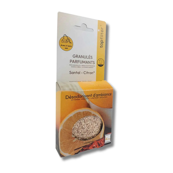 4 Sachets de granulés parfumés pour aspirateur senteur santal citron TopFilter