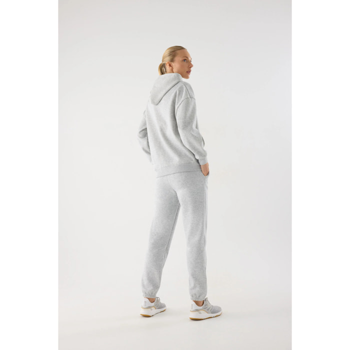 Conjunto de chándal deportivo afelpado sudadera con capucha y jogger gris