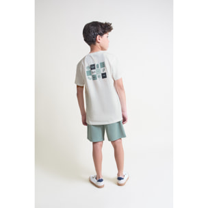 Conjunto Camiseta con Logo Skate Club en el Pecho y Shorts con Bolsillos Parche | Color: Crudo | Street Monkey
