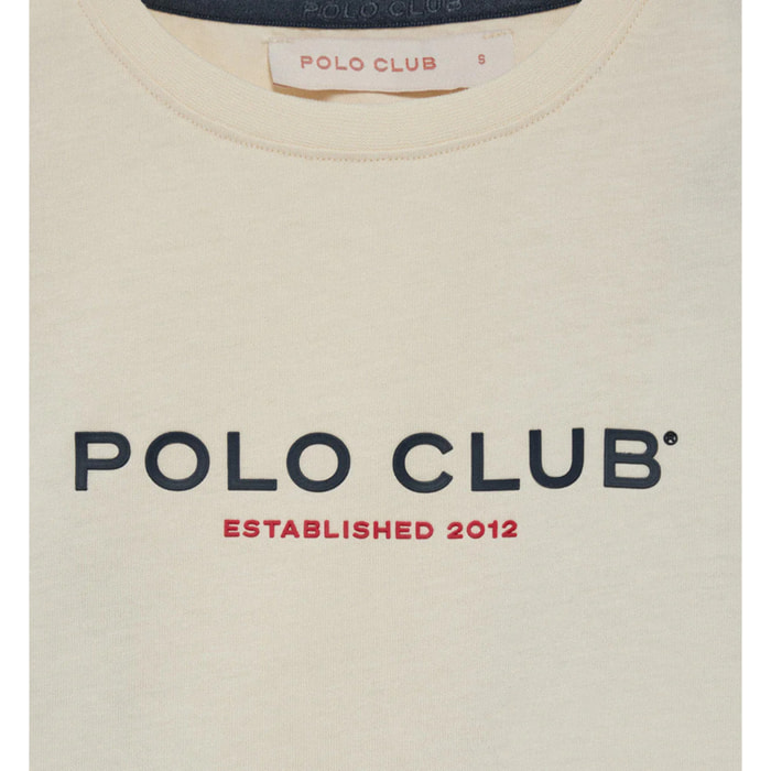 Maglietta basic ecrù con logo in gomma Polo Club
