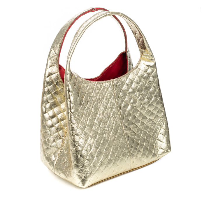 Aversa bolso bandolera mujer. Piel auténtica Gamuza con grabado entrelazado y lacada brillante.