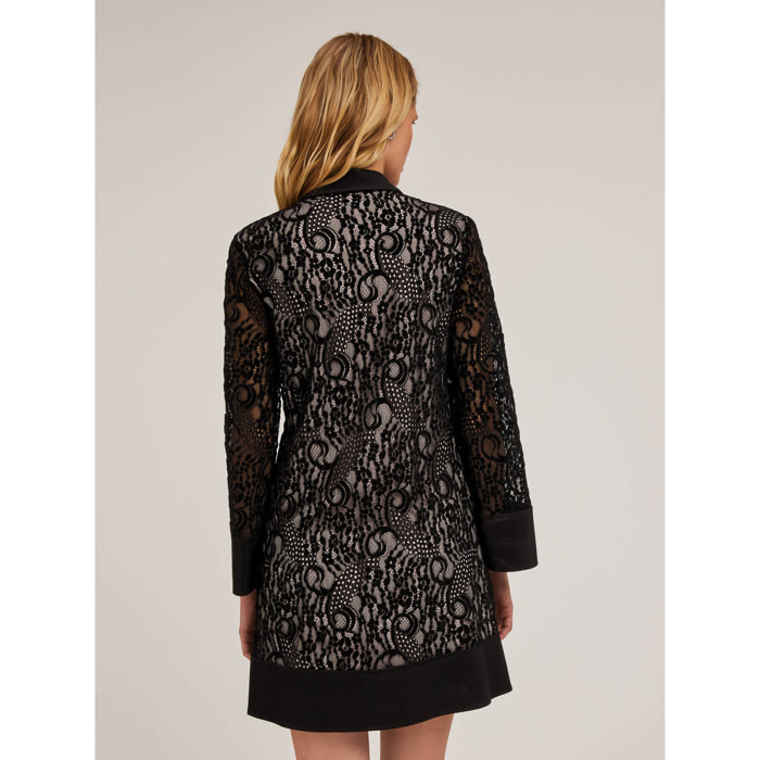 Motivi - Vestido camisero de encaje macramé - Negro