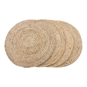 Set 4 tovagliette rotonde in iuta intrecciata naturale ø38 cm