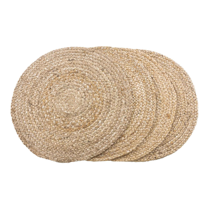 Set 4 tovagliette rotonde in iuta intrecciata naturale ø38 cm