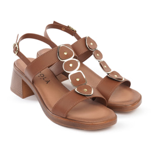 SANDALO TACCO SHAPES CUOIO