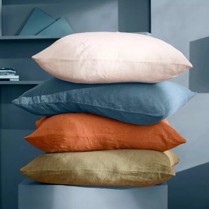 Taie d'oreiller pur lin lavé 165 g/m² uni bleu Le lin lave denim