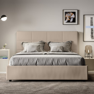 Cama sin somier acolchada 160x210 cuero sintético gris paloma Mika