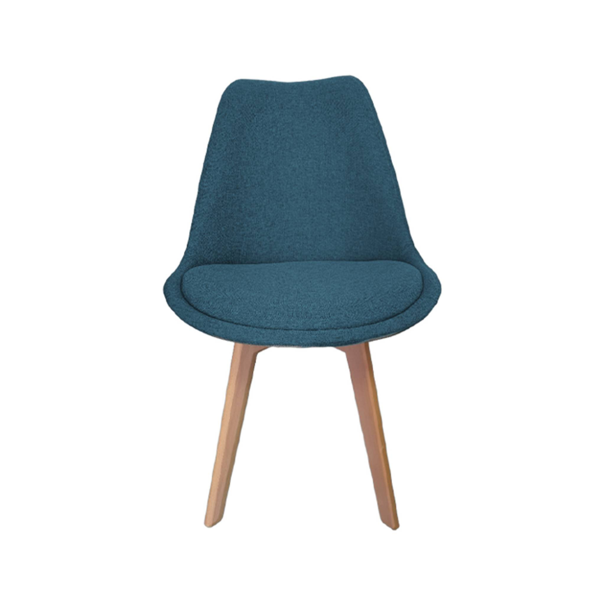 Lot de 4 chaises scandinaves revêtement tissu bleu foncé. pieds bois de hêtre - Nils