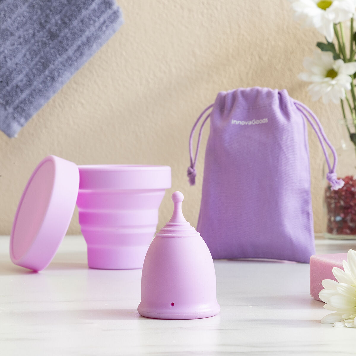 Pack de 2 Copas Menstruales con Accesorios Kuppy InnovaGoods (Talla S - 20 ml y Talla L - 25 ml)