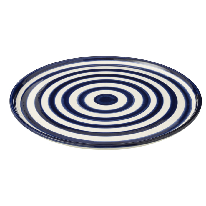 J-Line assiette Granada Stripes - céramique - blanc/bleu