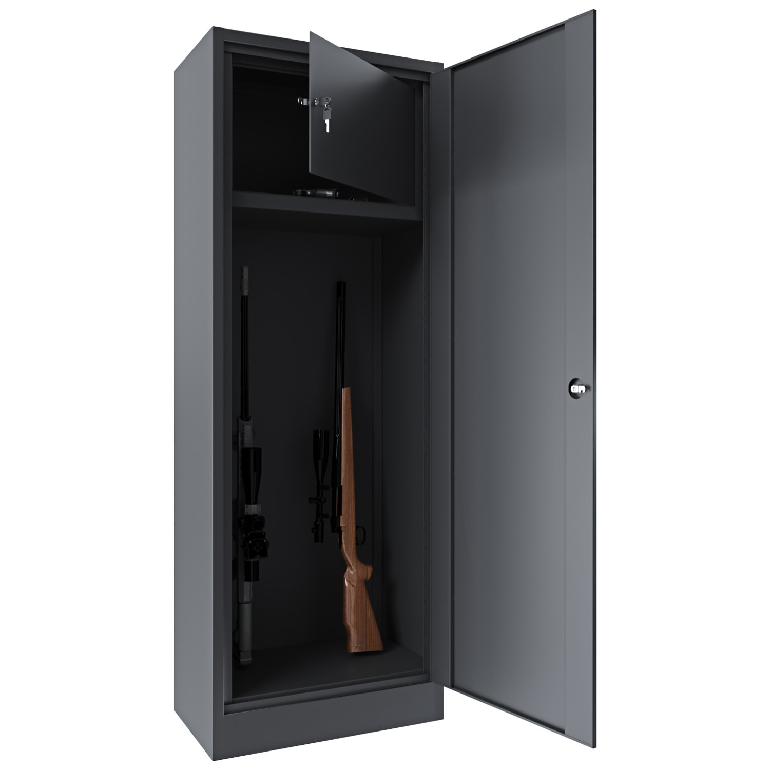 Armadio Portafucili 10 Posti Armadietto Armi Fuciliera In Lamiera Di Acciaio Con Cassetto Tesoretto Con Serratura Doppia Chiave 148x53.5x32 Cm Grigio