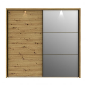 Armoire/Dressing 2 portes coulissantes LED & miroir L230cm - IBIZA