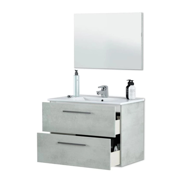 Mueble de baño Aruba 2 cajones + espejo Cemento