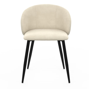 Chaises Léona velours crème pieds métal noirs - lot de 2