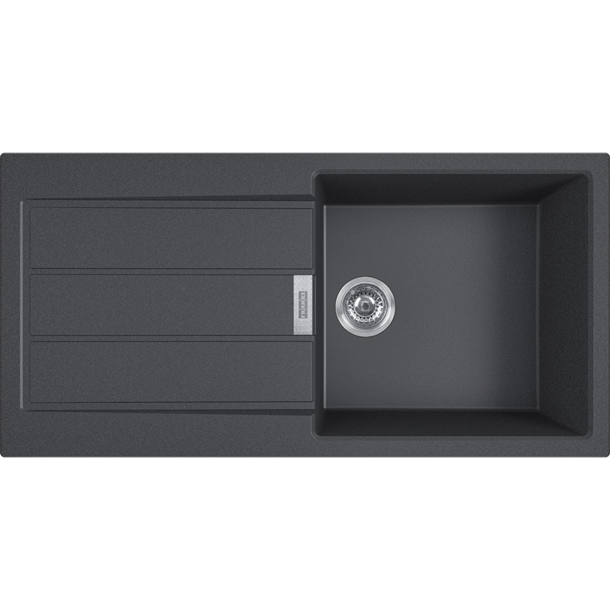 Sirius Evier à encastrer 100×50cm 1 bac avec égouttoir, Tectonite, Onyx + Mitigeur col de cygne, Fragranit, Onyx