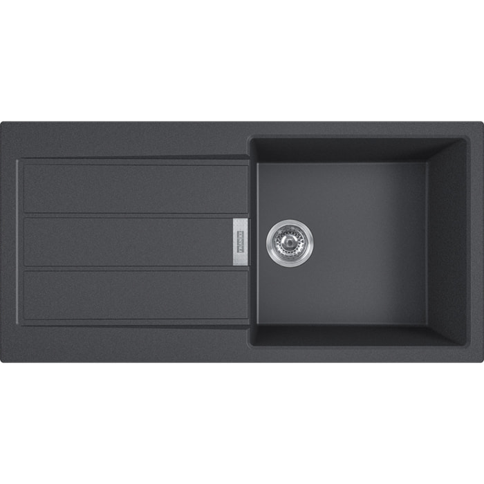 Sirius Evier à encastrer 100×50cm 1 bac avec égouttoir, Tectonite, Onyx + Mitigeur col de cygne, Fragranit, Onyx