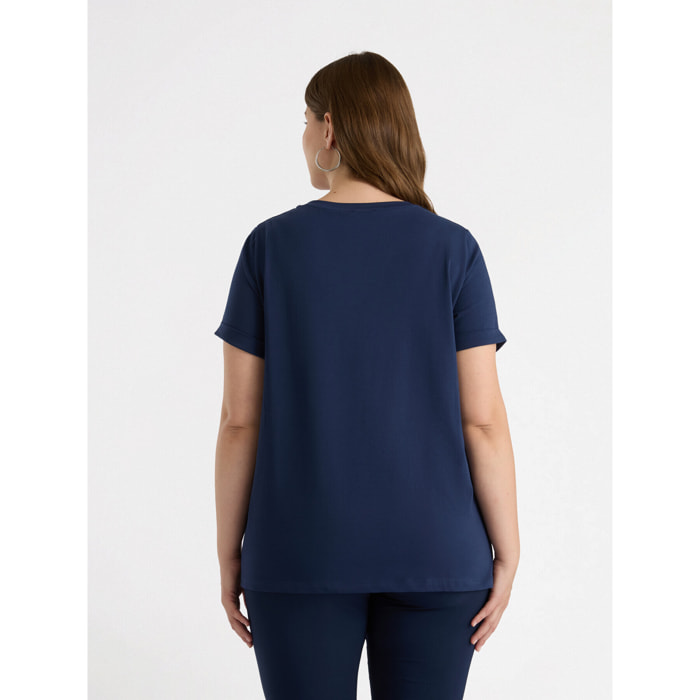 Fiorella Rubino - T-shirt con inserto stampato - Blu