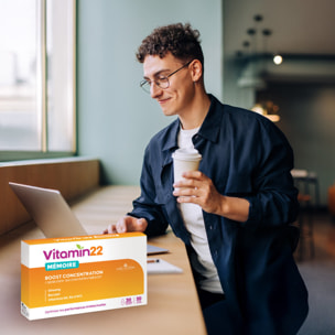 VITAMIN' 22 - Mémoire - Boost Concentration - Aide à soutenir les performances intellectuelles au quotidien - Cure 20 jours