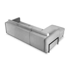 Canapé d'angle gauche convertible "Yanis" 4 places en velours gris