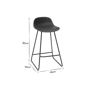 Tabourets de bar design noirs H70 cm (lot de 2) ELLA