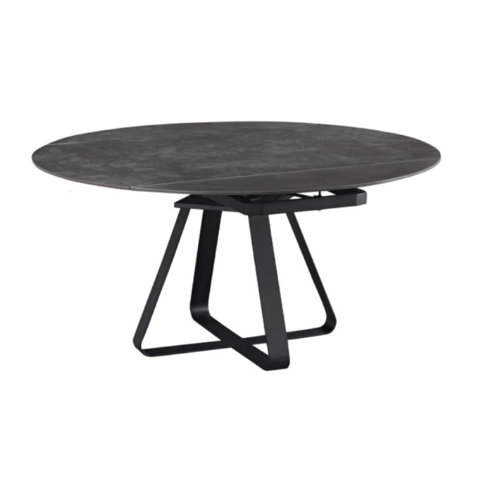 Table de repas extensible en céramique gris anthracite - 90/150 cm - GERMAIN