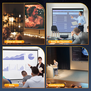 Pantalla de Proyector Manual 100 Pulgadas, Pantalla de Proyección, Formato 4:3/16:9, para Interior y Exterior, Cine en Casa, Oficina, Patio, 203x152 cm, Blanco