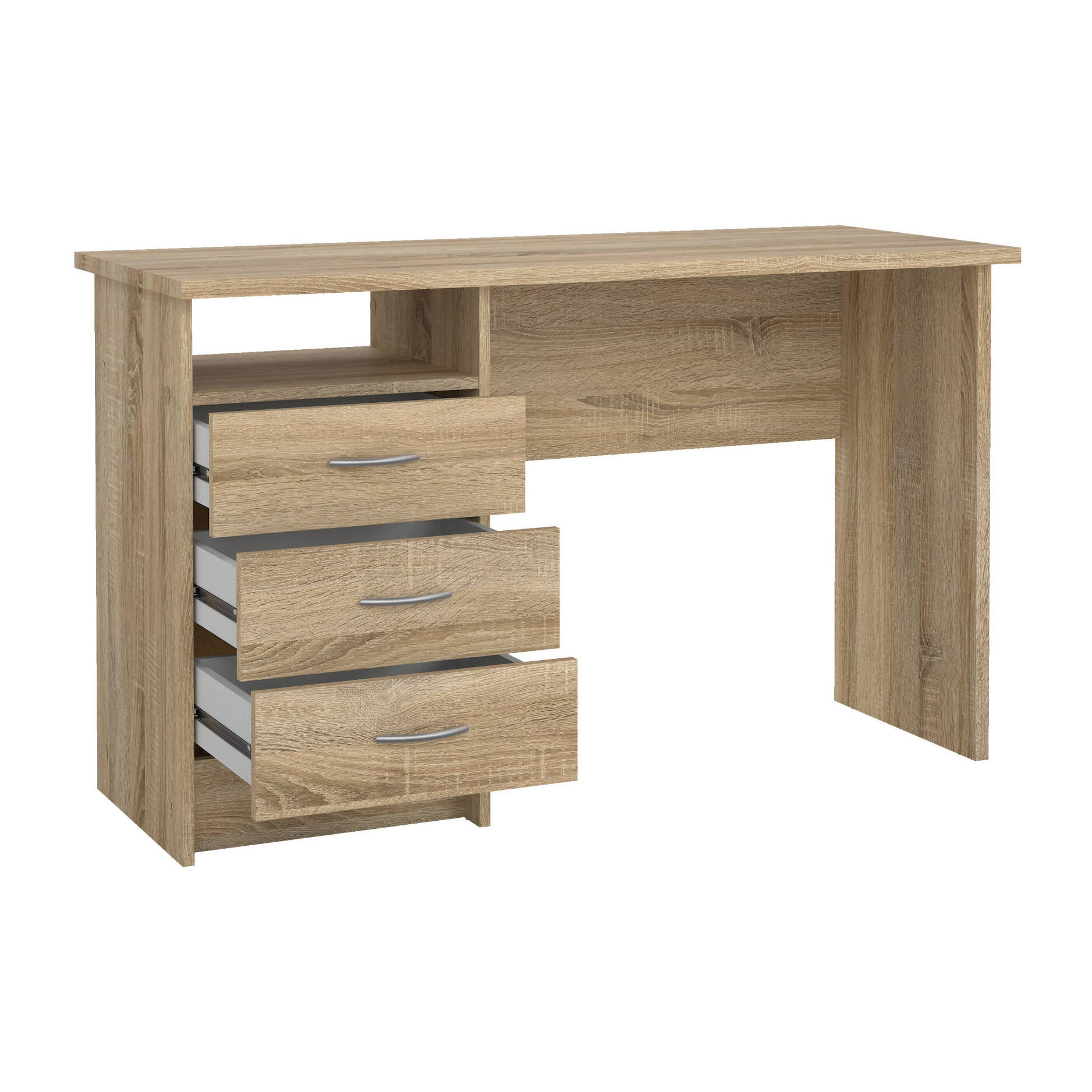 Scrivania Andre, Scrittoio multiuso, Tavolo per ufficio porta PC, Piano di lavoro, 120x48 h72 cm, Quercia