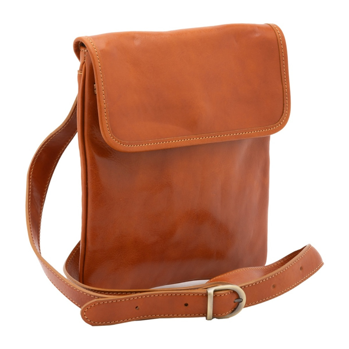 Borsa a tracolla da uomo in vera pelle - Modello False - Made in Italy - 25.0 x 23.0 x 4.0 cm