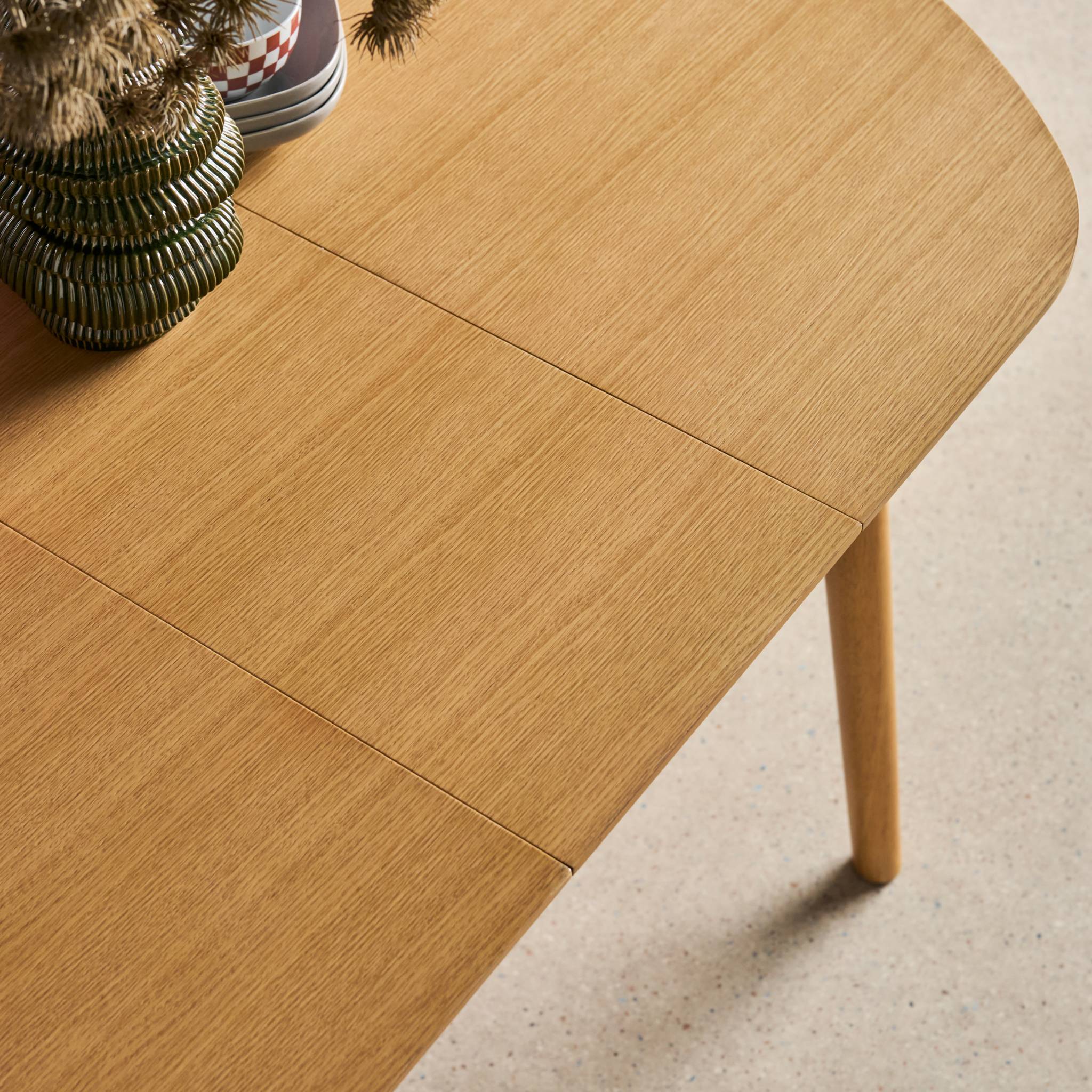 Table à manger ovale extensible bois d'hévéa et placage chêne naturel 4-6 places - 110 / 140 x 100 x 75 cm - Lisa